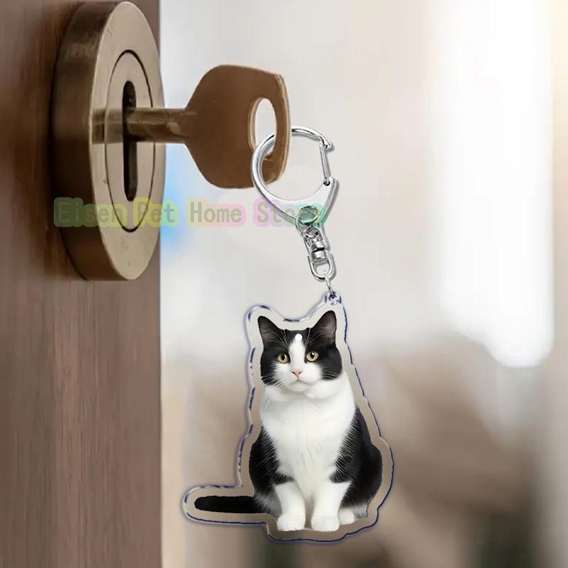 Funny Cat Key Chain Keychains Ring for Accessories Bag Pendant Keyring Jewelry Cute Animal Pet Llaveros Friends Gifts Cool Cats