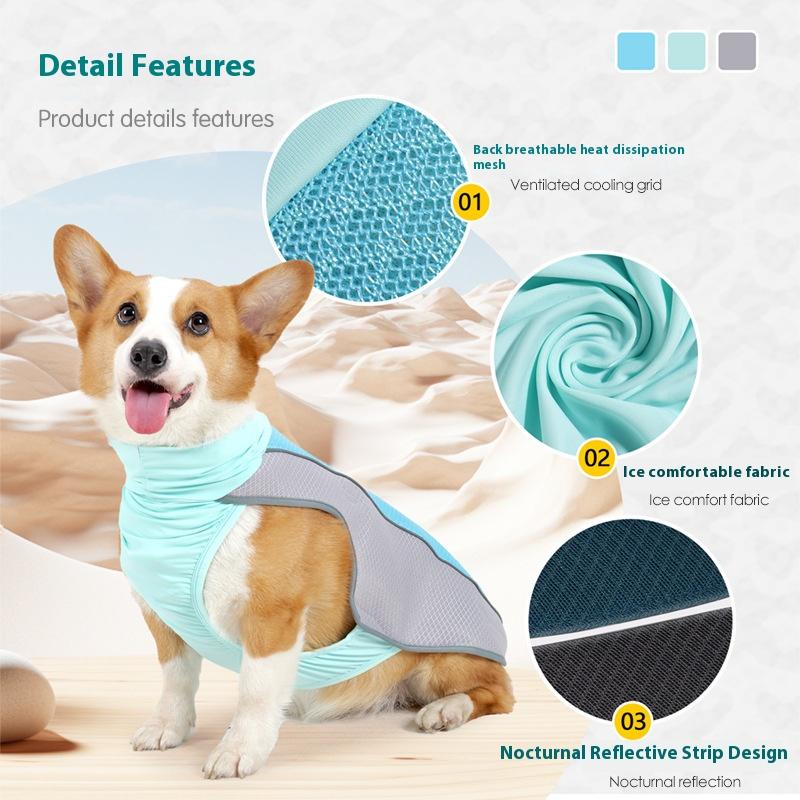 Corgi Teddy Special Summer Mesh Cooler Cool Clothes Ultra-Thin Ice Silk Uv Protection Pet Sportswear Summer Cooling Chest Strap