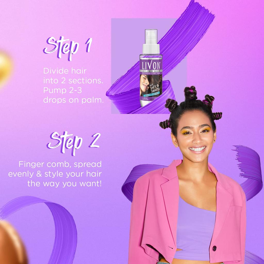 Livon Hair Serum For Dry Rough Frizzy Hair 100ml With Argan Oil Smoothness Control Anti Frizz Shine For Women And Men