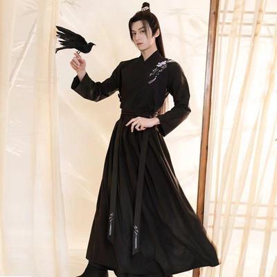 Hanfu männlicher chinesischer Stil Paar Schwertkämpfer schwarzer Anzug