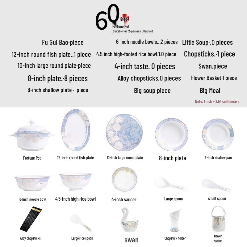 ZISIZ Time Walk Jingdezhen Bone China Dinnerware Set