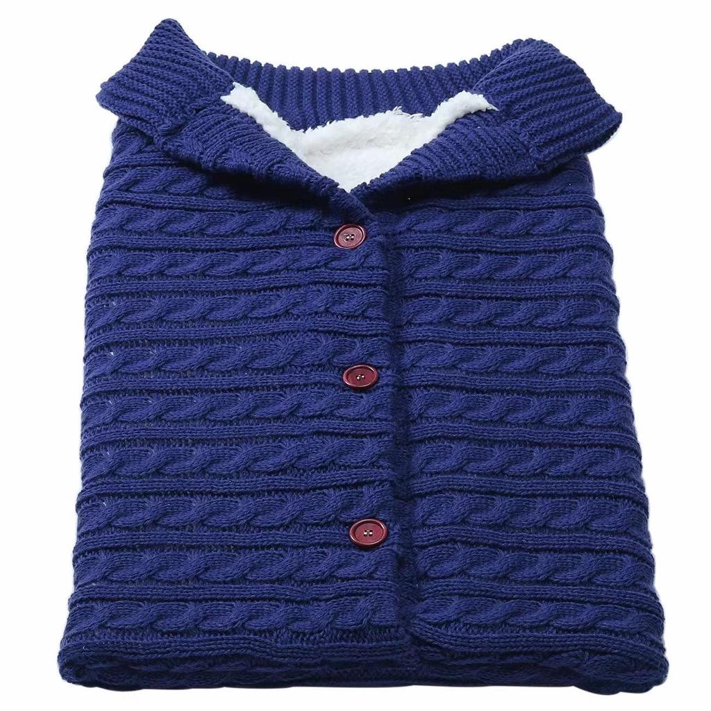 Cozy Autumn & Winter Baby Stroller Sleeping Bag - Wool Knit, Button Design, Plus Velvet, Thick & Warm.