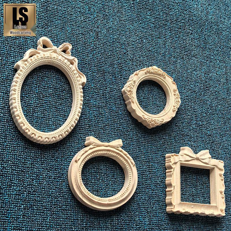 Европейская ретро резная деревянная рама для зеркала с цветочным рельефом Model C: 10.5x10.5 cm