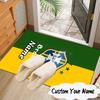 Custom Name Brasilian Pride Emblem Rug for Living Room, Game Rooms, Office, Bedroom, Floor Mat Playful Design, fan gifts Christmas decor