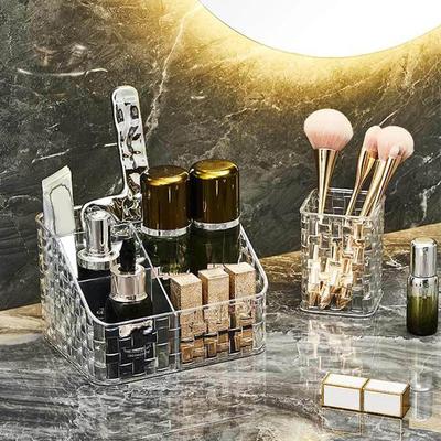 Transparenter Acryl-Make-up-Pinselhalter, Kosmetik-Organizer für den Schreibtisch, Lippenstift-Aufbewahrungsbox, Nagellack-Displayständer, Schmuckschatulle