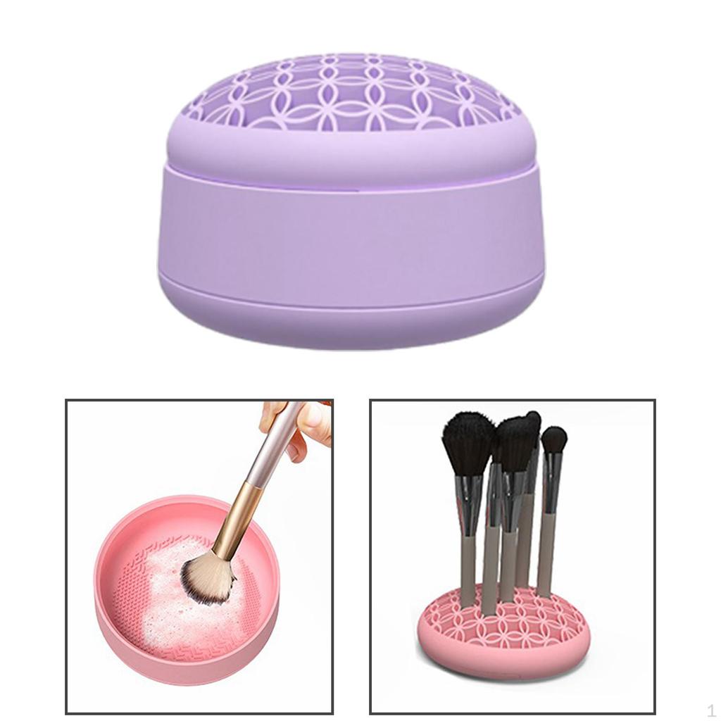 Brush Cleaner Mat Brushes Cleaning Tool Organizer Cosmetic Storage Box Makeup for