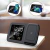Foldable Desk Dual 15W Wireless Charger Mobile Phone Stand with LED Light Digital Alarm Clock Calendar Temperature Snooze Mode