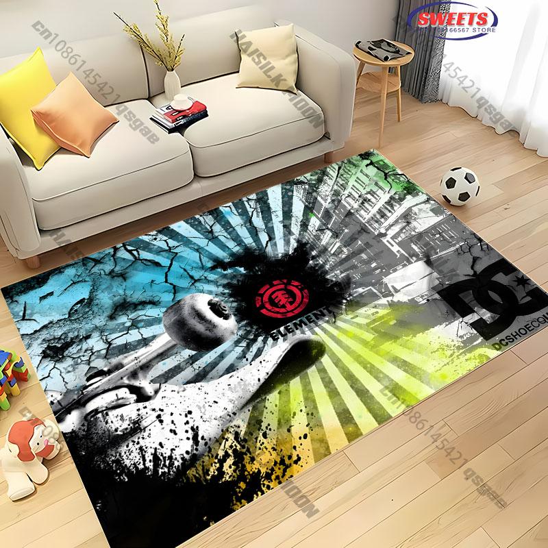 3D E Element Skateb0ards Boardsport Logo Themed Printed Carpet Modern Bedroom Living Room Sofa Decorative Rug Non Slip Mat Gift