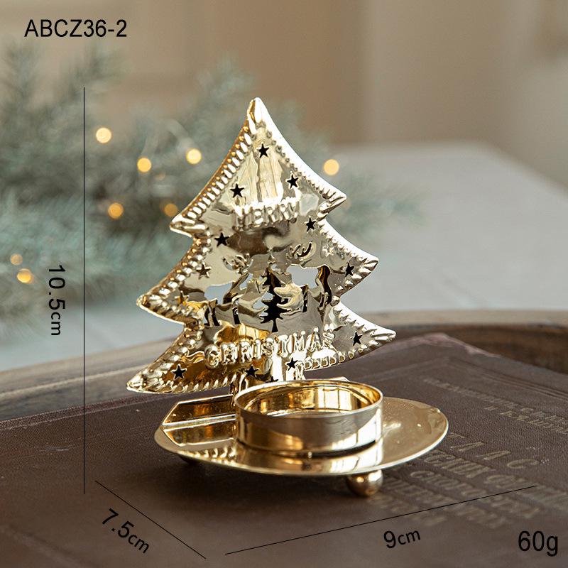 Gold Iron Art Christmas Candle Holder Ornament Lantern Tray