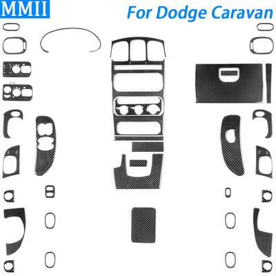 For Dodge Caravan 2001-07 Carbon Fiber Gear Shift Window Lift Air Outlet Speedometer Panel Set Car Interior Accessories Sticker