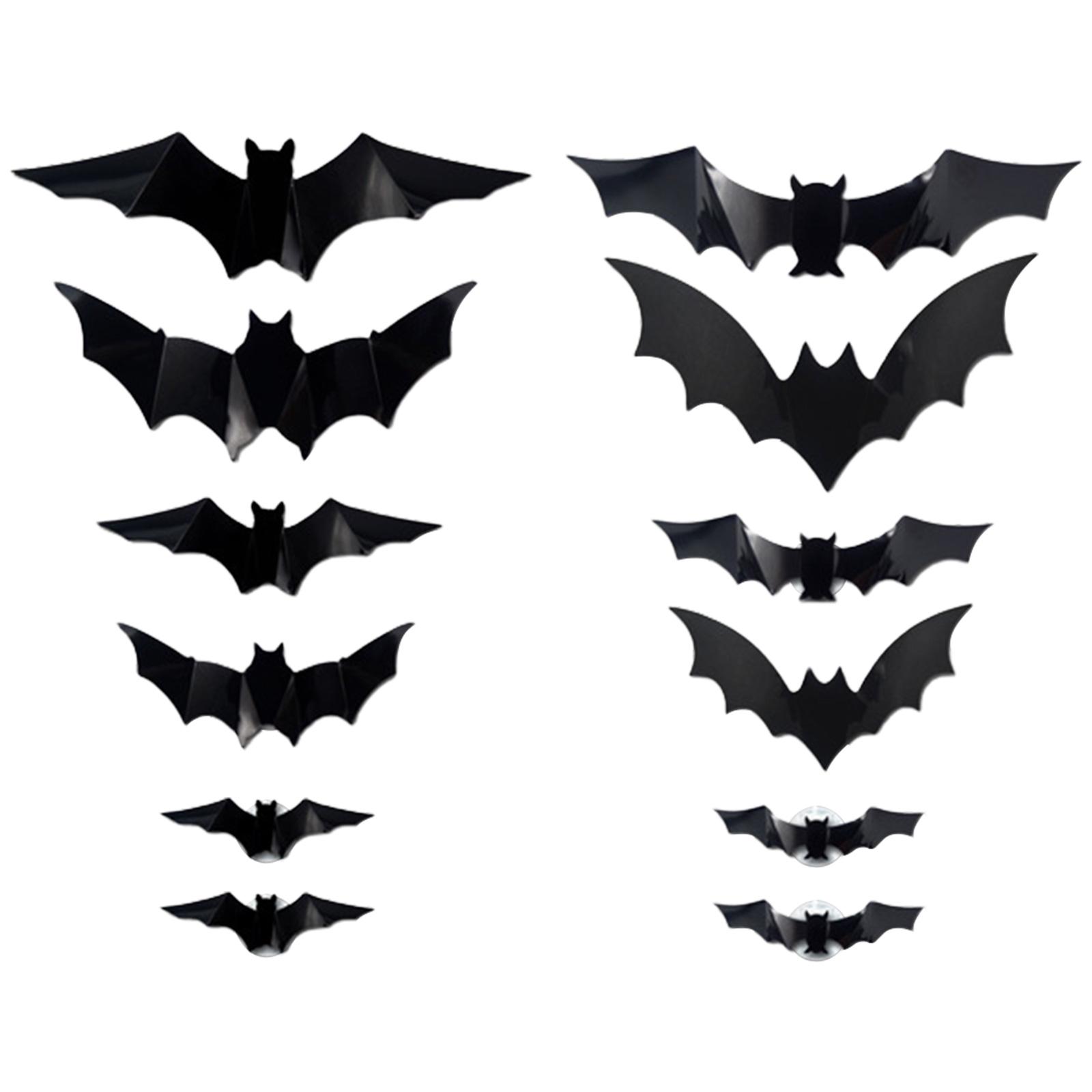 

Halloween Bats Wall Decor LED Bats Halloween Decoration 3D Bat Wall Decor Lights for Indoor Home Window Decor Party Supplies 12PCS чорний
