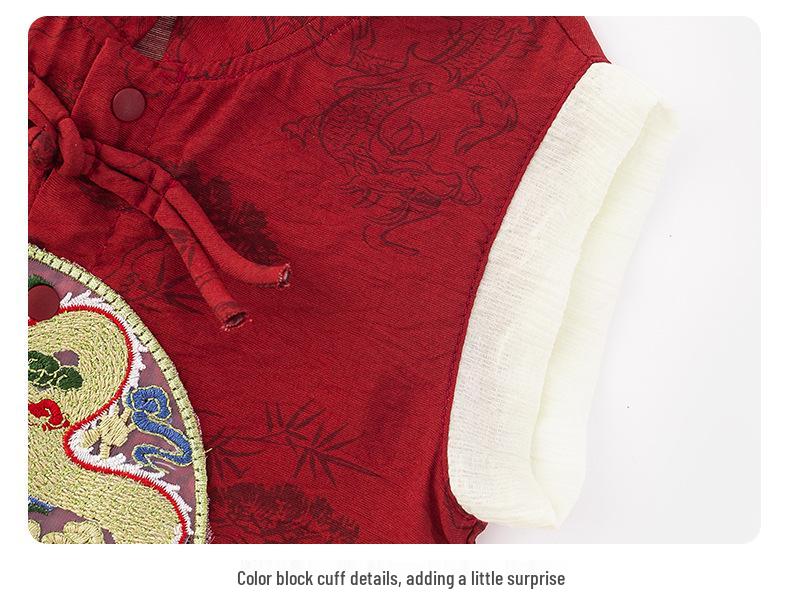 Boys' Chinese Festive Romper: Summer Harem Crawling Suit for First Birthday Banquet (Style 5303).
