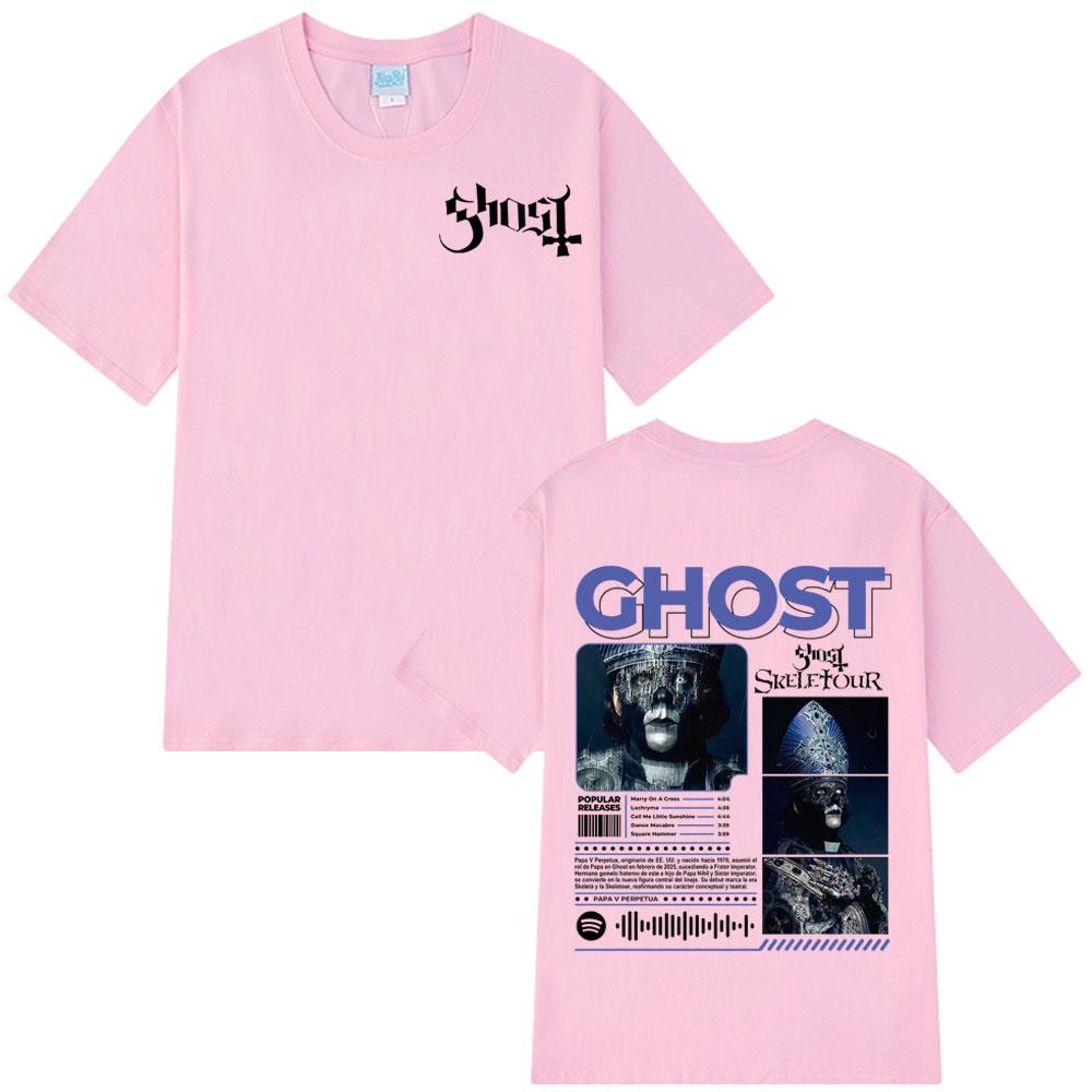Ghost Skeletour World Tour 2025 Album Vintage Tshirt Men Women Hip-hop T-shirt Short-sleeved Gothic Punk Loose Casual T-shirts