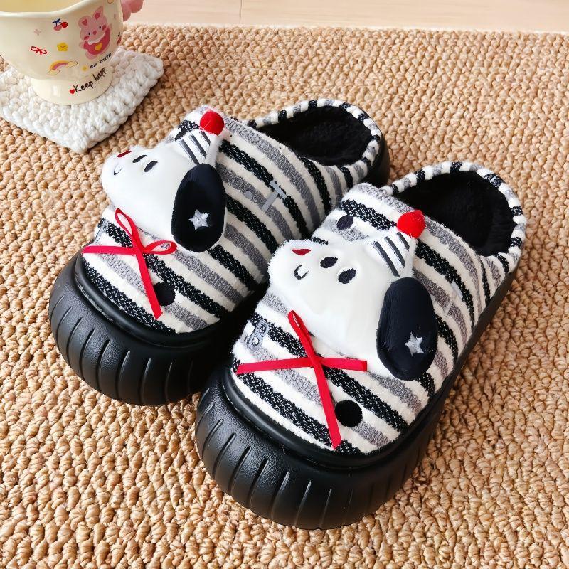 Dámské roztomilé bavlněné pantofle s jezevčíkem - Zvyšující výšku, protiskluzové, chlupaté, domácí obuv na podzim/zimu