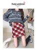 Women's 2025 Retro High-Waist Wool Blend Plaid Mini Skirt - Petite Bodycon A-Line for Autumn/Winter