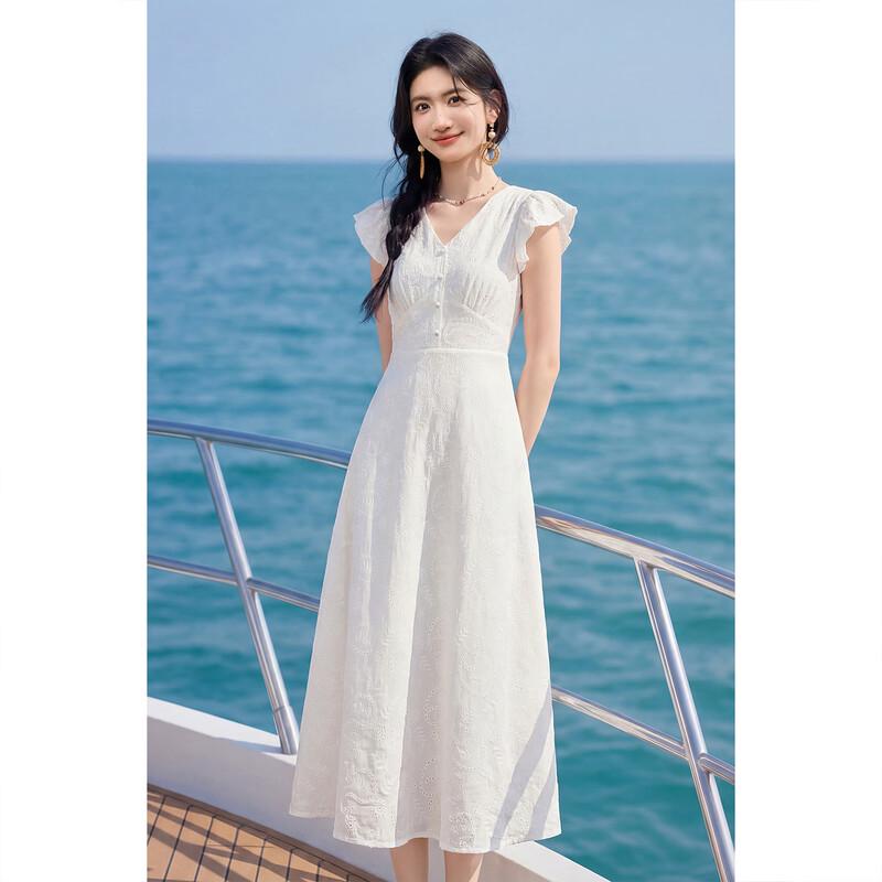 Shangdou Bila Jacquard V-Neck A-Line Midi Dress