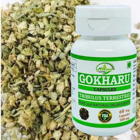 Morsan Nutraveda Gokhru (Tribulus Terrestris, Gokharu) Extract Capsule - 60 Veg. Capsules X 500 Mg (4 Packs of 60 Capsules)