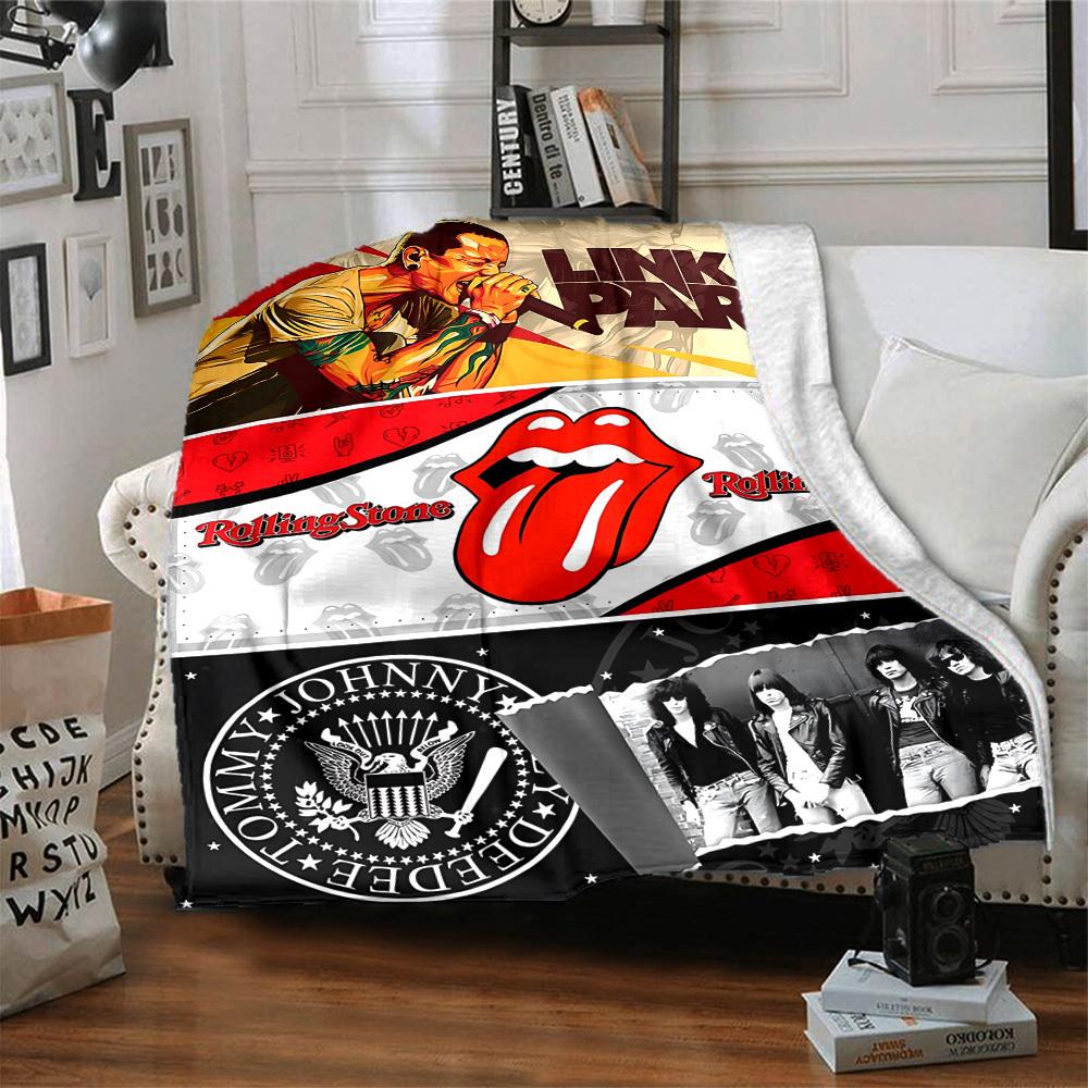 1pc Linkin Park, Rolling Stone Blanket Lightweight Flannel Blanket Throw Blanket For Sofa, Bed, Travel, Camping, Livingroom, Office, Couch