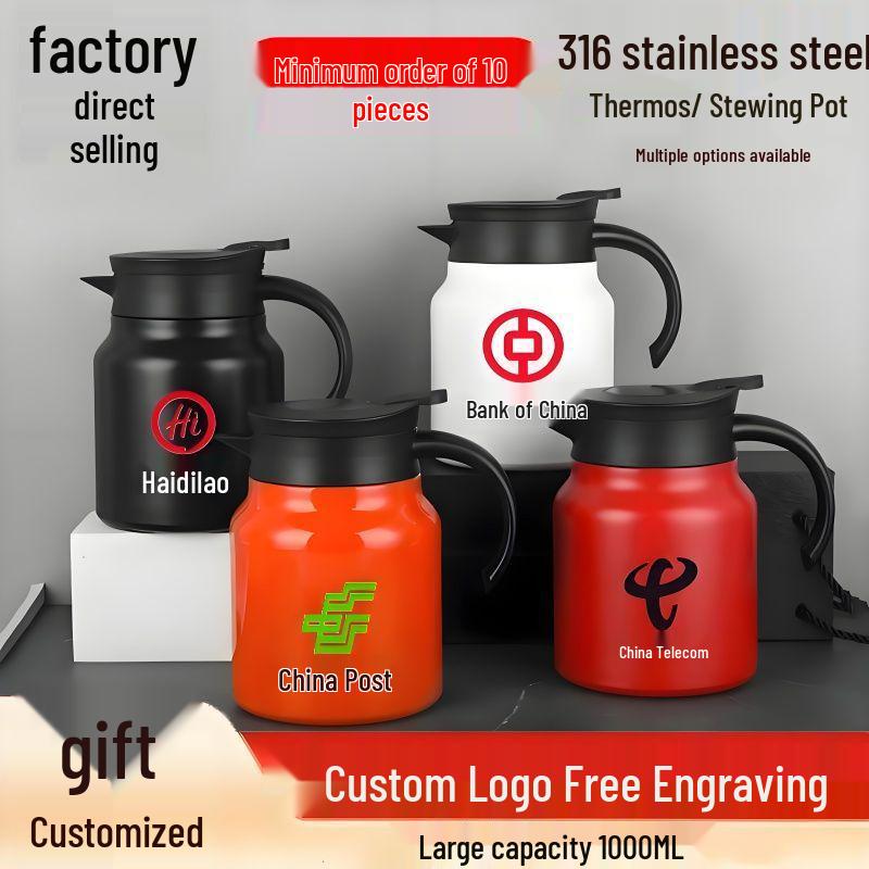 316 Stainless Steel Thermos Flask with Engraved Logo - Corporate Opening Celebration Gift for Customers.