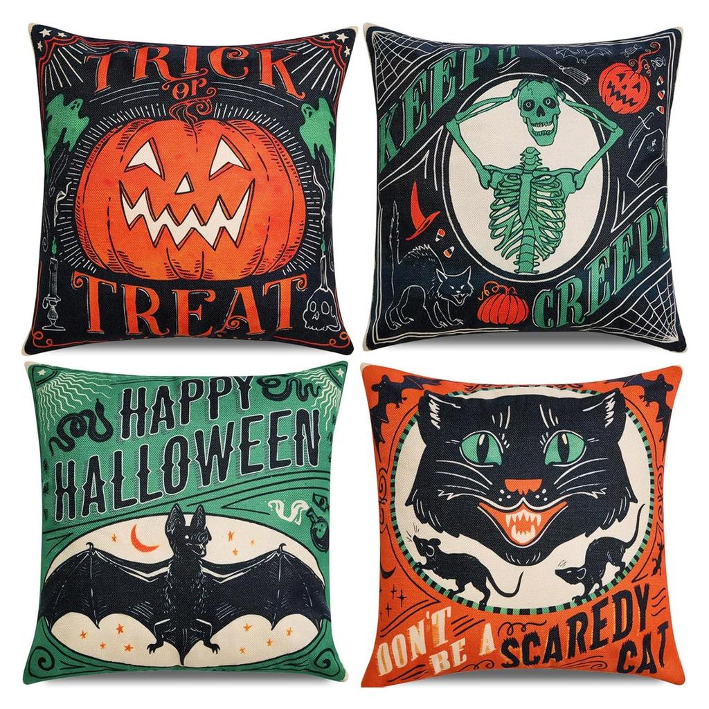 Halloween Pumpkin Skeleton Pillow Festival Home Party Decoration Living Room Sofa Cushion Bedroom Bedside Pillow Cover