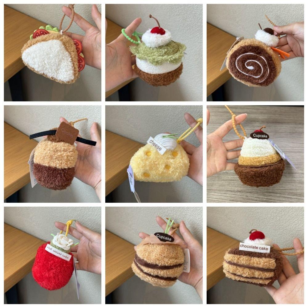 Cookie Cupcake Sandwich Cheese Doll Afternoon Tea Series Dessert Plush Keychain  Jewelry Gfit