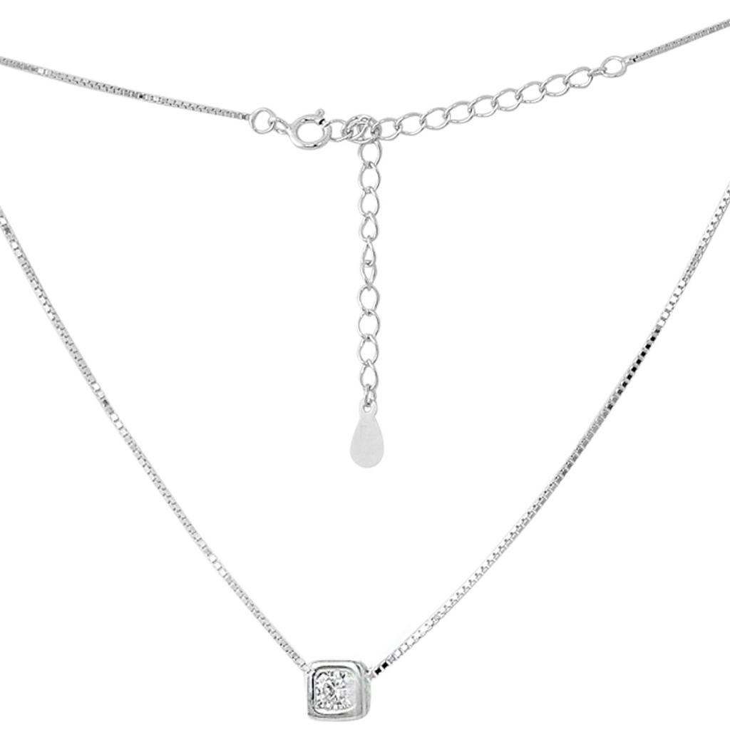 Silver Necklace with Cubic Zirconia, Product Weight 2.44 G (2160984)