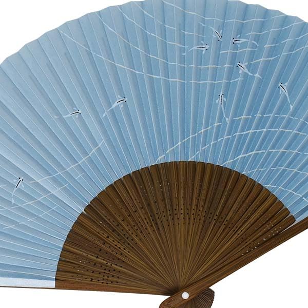 Kimono Painted Made In with Carved Karaki Pearlescent and Raised [Stylish Iroha] High-quality Fan, Japan, Wood, Scented, Finish, Grain.