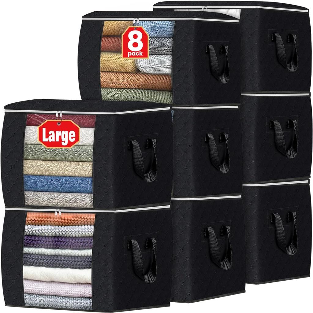 Fab Totes Storage Bags,Clothes Blanket Storage Bins Foldable Closet Organizers with Reinforced Handle for Home Dorm Storage and Organization