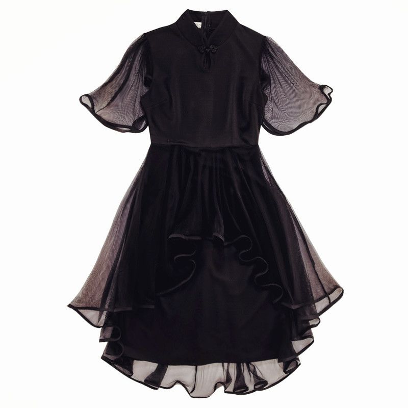 

90.00kg Amazon Cheongsam Dress Oversize Women s Clothing Black Plus size L