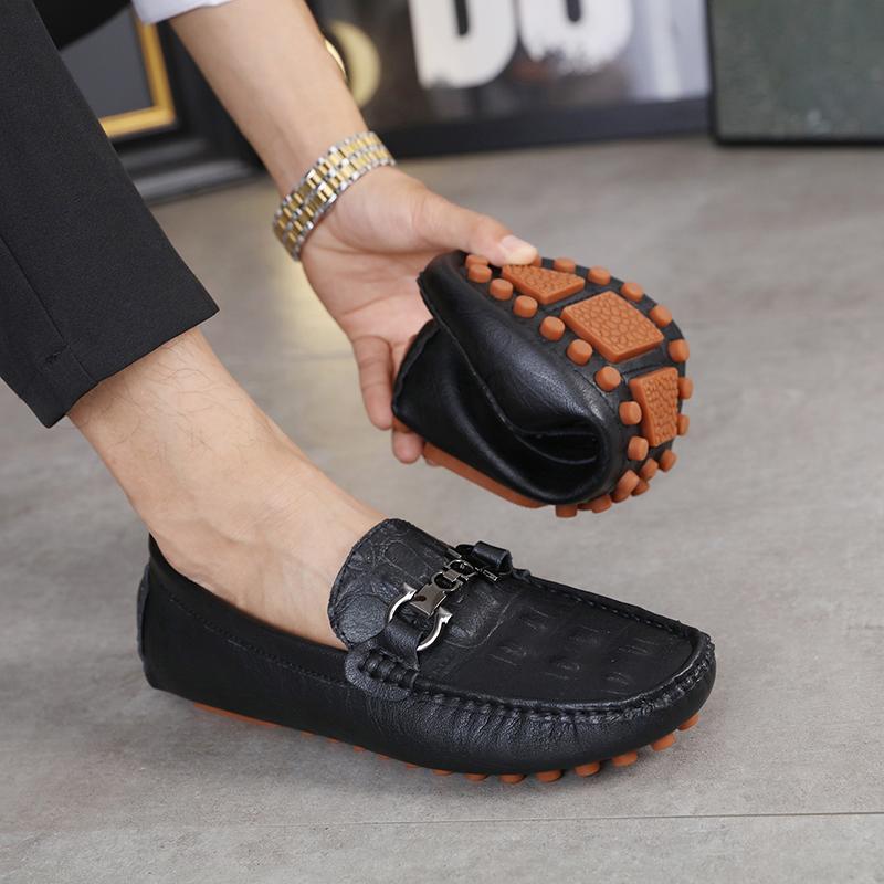 Fashion Stylish Style Men Casual Shoes Comfortable Loafers Crocodile Pattern Male Slip on Flats Leisure Walk Man Moccasins Driving Shoes