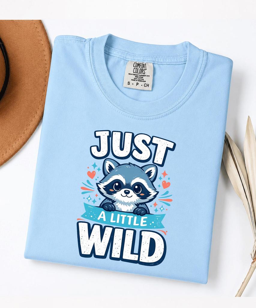 Raccoon Lover Graphic Tee Just Wild Cute Raccoon Humor Soft Heart Animal Quote Smile T-Shirt, Cute Animal Gift