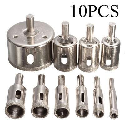 10 Pieces/Set Diamond Coated Hole Saw Bits Set - Drill Perfect Holes In Tile, Marble, Glass and Ceramics!