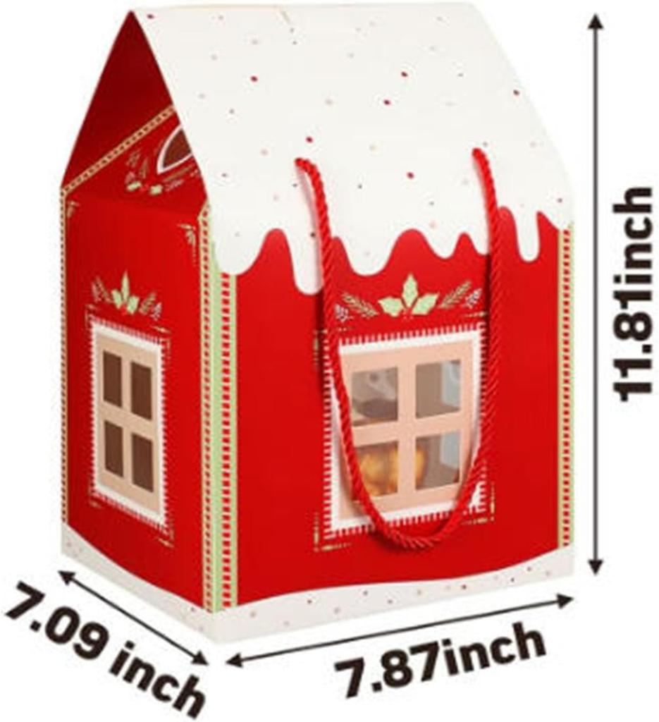 Christmas Cottage Gift Box,  Up Christmas House Gift Boxes, Paper Boxes For Holiday Party Favors, Cookie Candy Packaging, Festive Goodie Bag
