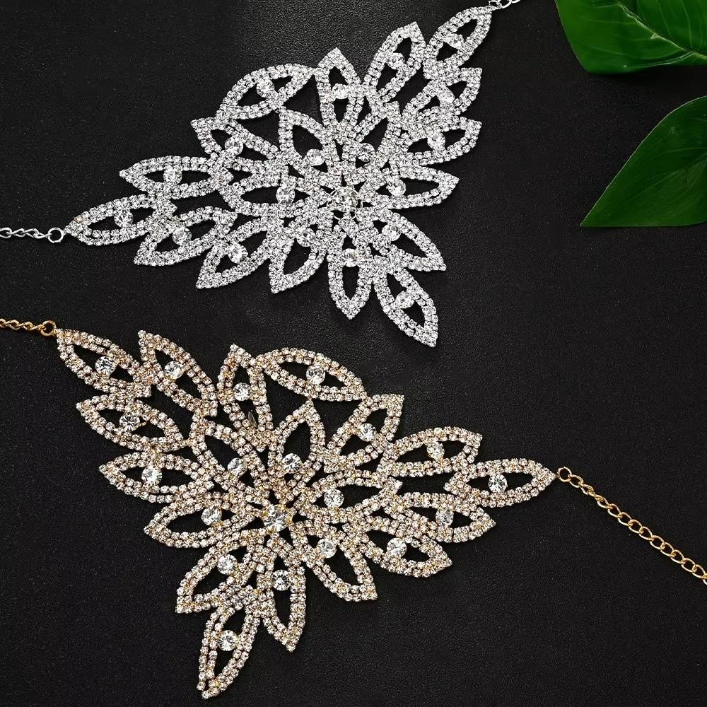 Adjustable Rhinestone Choker Necklace Exaggerated Collarbone Chain Pendant Necklace for Women