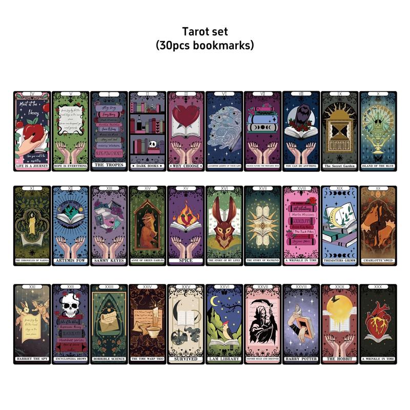 30ks tarotových tajných záložek Sada vitráže Mýtus Design Papír Memo Book Mark Page Marker Jedinečný dárek ke čtení