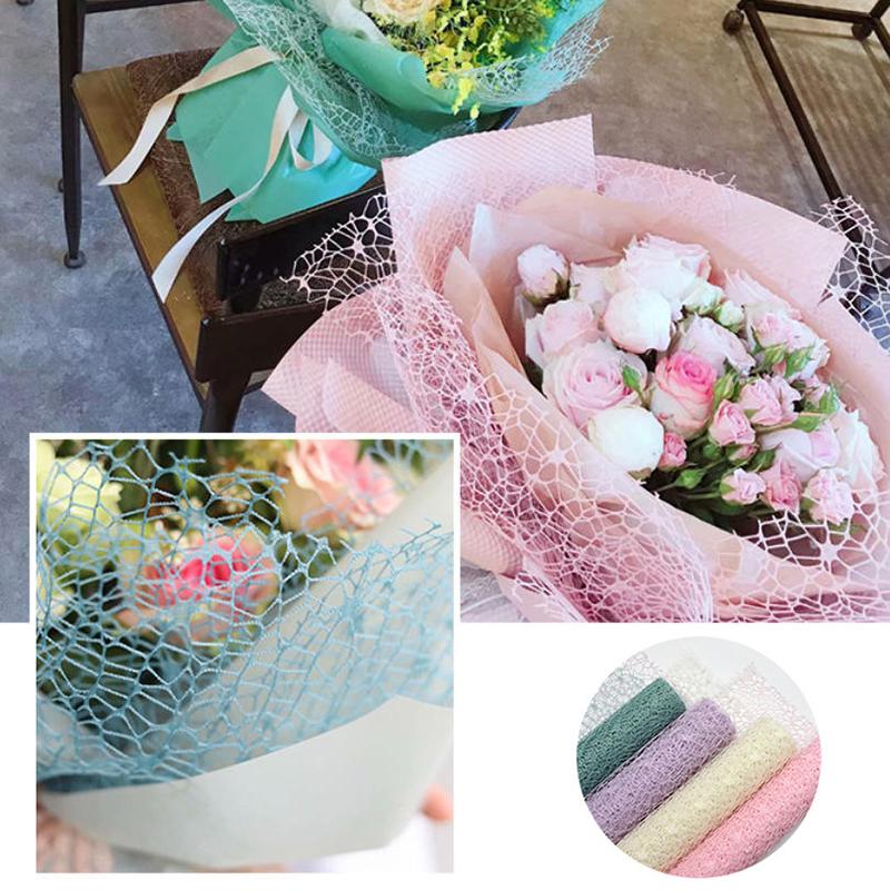 50Cm*4.5M/Roll Flower Wrapping Mesh Paper Iregular Hollow Net Wrapper Floral Bouquet Paper Fresh Flower Florist Packaging Sheet