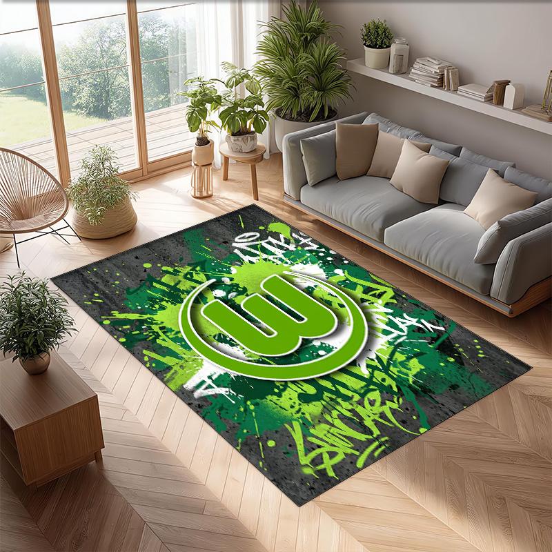 VfL Wolfsburg FC Fußball Muster Weicher Teppich Rutschfester Indoor Bodenbelag Sport Dekor Matte für Schlafzimmer