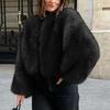 Women's Fashionable Warm Long Sleeve Solid-Color Furry Coat