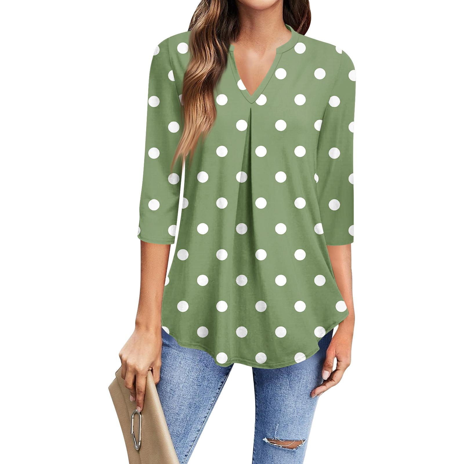 

Женская модная повседневная футболка с рукавом три четверти и принтом, топ с V-образным вырезом L