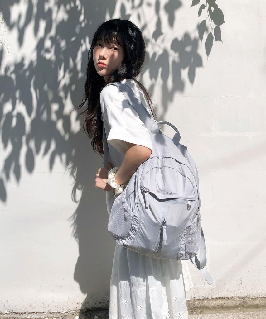 Masmarulez Curved Shirring Backpack_Silver Gray