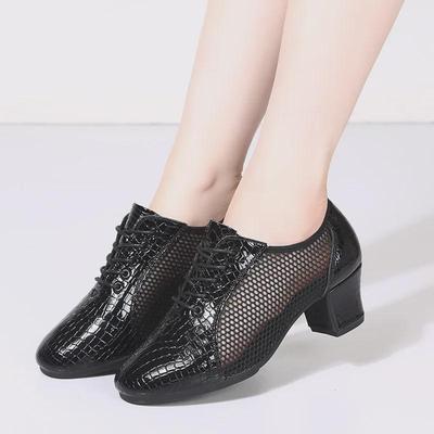 Women's Mid-Heel Latin Dance Shoes - Soft Sole, Professional Teacher's Footwear for Modern and Social Dance