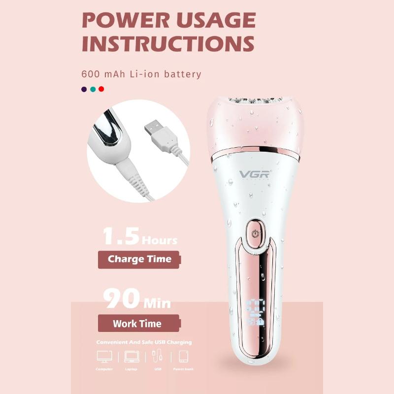 VGR V-733 6-in-1 Multi Functional Hair Trimming Set Home Shaver Ear and Nose Hair Full Body Private Area Hair Removal Machine IPX7 Waterproof Set