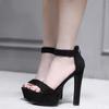 Gdgydh Women's Stiletto High Heel Sandals Platform Open Toe Ankle Strap Dress Shoes for Women Bride Ladies Wedding Faux Suede