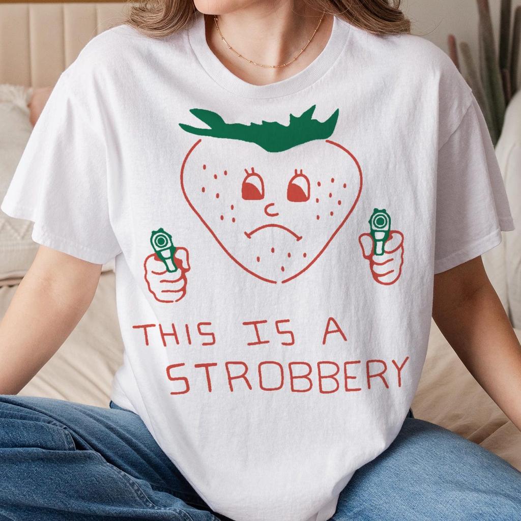 This Is Strobbery Graphic Short Sleeve T-shirt for Women Men Shirts Loose T-shirt Retro Strawb