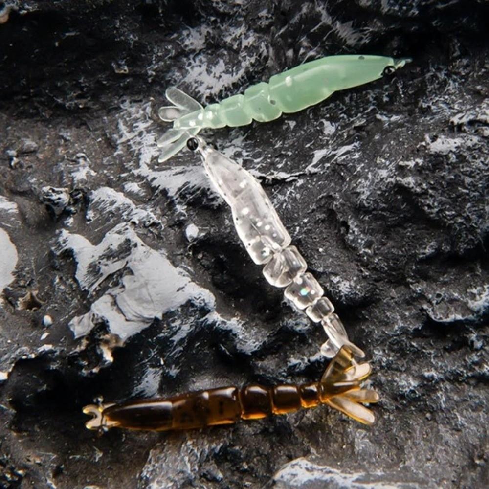 20pcs/box 4cm Length Luminous Shrimp Swimbaits Soft Silicone 0.45g Weight Glowing Fishing Lure Luminous Design Glowing Effect