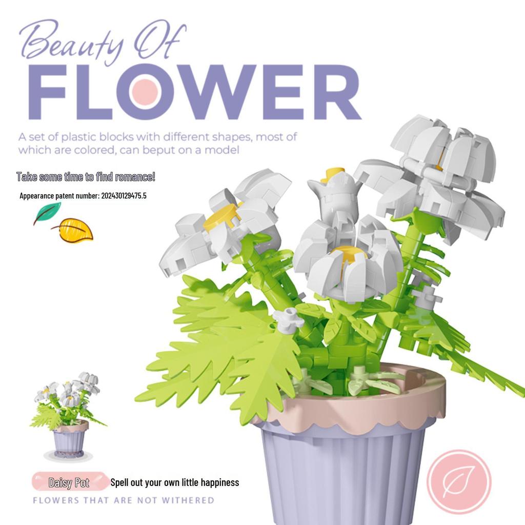 Bionic Eternal Flower Building Blocks: Sunflower and Rose Assembly Toy for Children