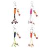 Pack of 4 Fashionable Sporty Keychains Handwoven Polyester Rope Wood Bead Basketball Baseball Football Themes Keyring