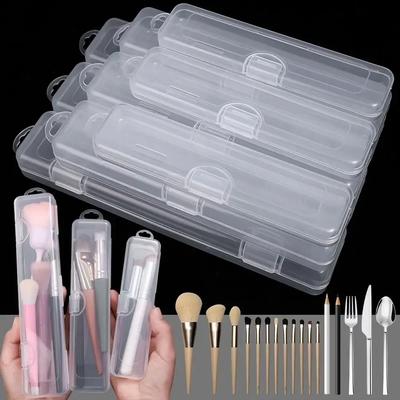 1Pcs Transparent Plastic Box Organizer Multifunctional Eyebrow Pencil Tableware Chopsticks Makeup Brush Storage Box with Cover