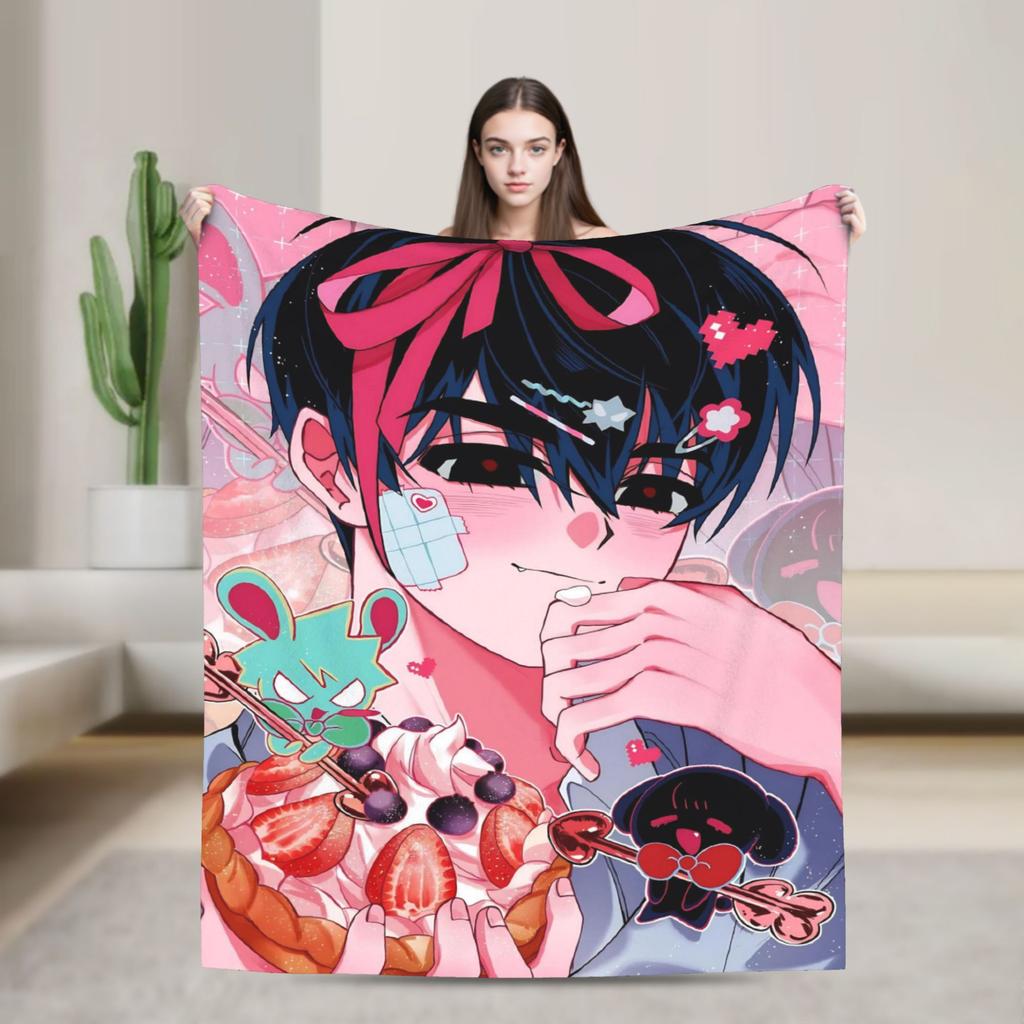 Soft Warm Blanket Decorative Alien Stage Manga Character Artwork Throw Blanket Flannel Bedspread For Couch Bed Sofa Bed Cover