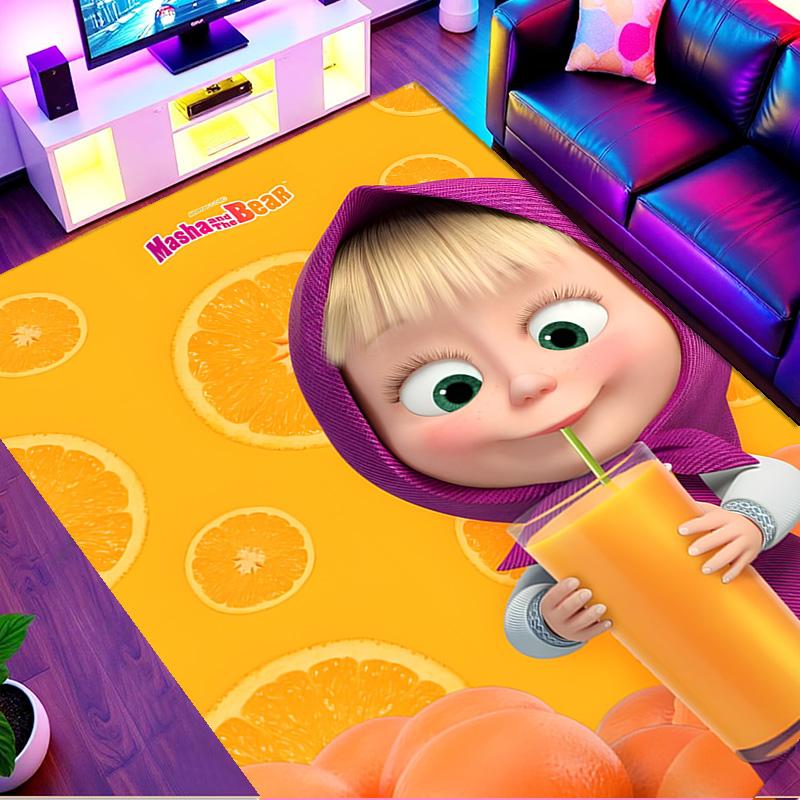 Masha and The Bear Print Rug, Washable Floor Carpet, For Entryway Dorm Laundry Room Office Study, Home Decor Birthday Christmas Gift